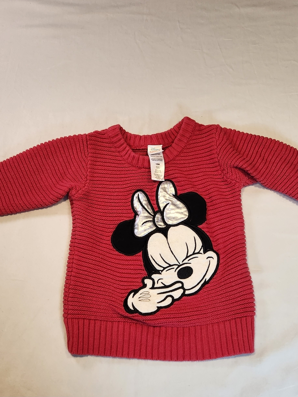 Iconic Disney Baby Minnie Mouse Red Pullover Sweater Size 18M  Knit Cotton